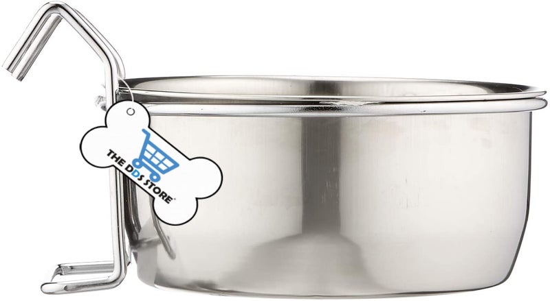 THE DDS STORE Stainless Steel Hanging Bowl: 500ml, 4pcs. For bird food, water, and seeds. Suitable for parrots, macaws, budgies, and more. Includes hook holder. Size: 15 x 10 x 10 cm. - Image 5