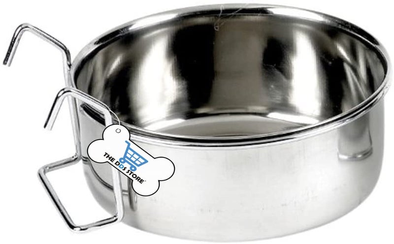 THE DDS STORE Stainless Steel Hanging Bowl: 500ml, 4pcs. For bird food, water, and seeds. Suitable for parrots, macaws, budgies, and more. Includes hook holder. Size: 15 x 10 x 10 cm. - Image 3