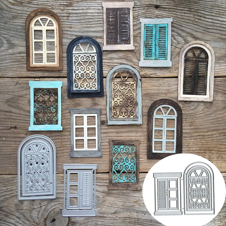Door Window Cutting Die Cuts DIY Crafts Template Door Window Scrapbook Cards Cutting Dies Cut Stencils for DIY Embossing Card Making Decorative Paper Dies Scrapbooking