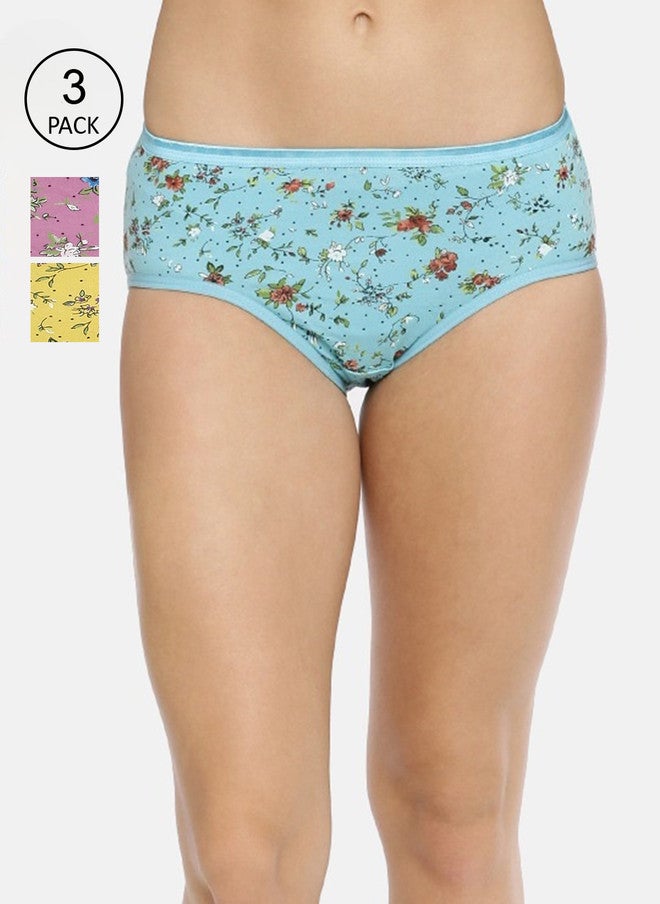 Red Rose RedRose Women Pack Of 3 Floral Printed Cotton Hipster Briefs - Image 1