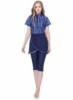 NIBEMINENT 3-Piece Women Conservative Swimsuit Set Muslim Sun Protection Split Design Beachwear Skirt  - Image 1