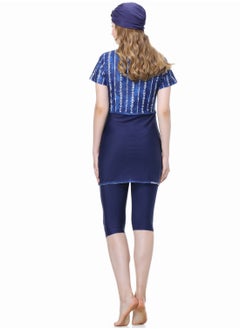 NIBEMINENT 3-Piece Women Conservative Swimsuit Set Muslim Sun Protection Split Design Beachwear Skirt  - Image 2