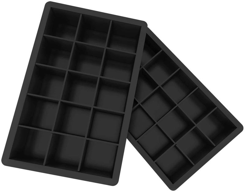 Topinon 2 Pcs 15 Cavities Silicone Ice Tray for Whiskey and Cocktail (Black - 15 Cavity) - Image 1
