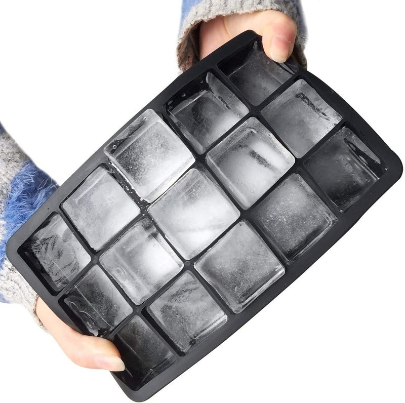 Topinon 2 Pcs 15 Cavities Silicone Ice Tray for Whiskey and Cocktail (Black - 15 Cavity) - Image 2