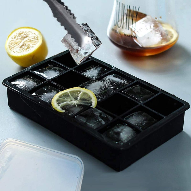 Topinon 2 Pcs 15 Cavities Silicone Ice Tray for Whiskey and Cocktail (Black - 15 Cavity) - Image 5