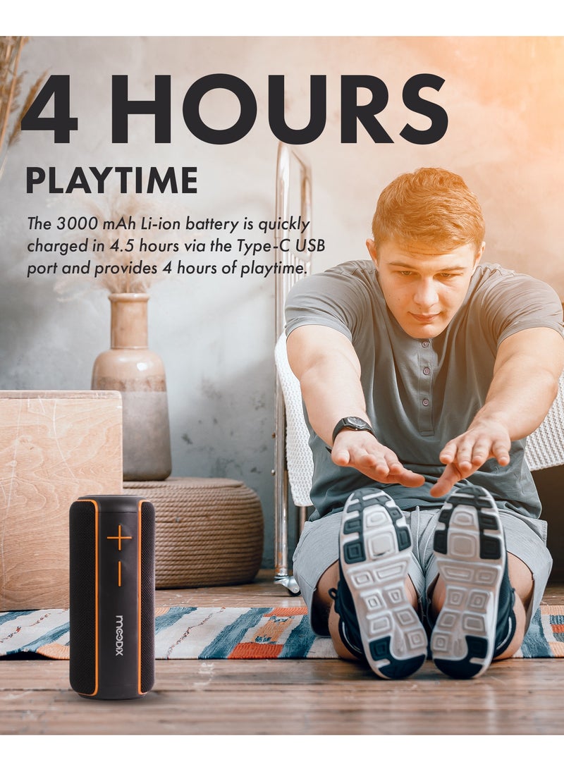 موديكس مكبر صوت بلوتوث لاسلكي مقاوم للماء Moodix IPX7 المحمول، اللون: أسود - Image 5