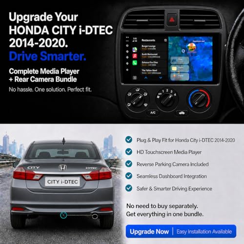 ModishOmbre Modorwy Honda City i-DTEC 2014-2020 Original QLED 9” Zlink Car Android Stereo | OS 13 | 2GB+32GB | Display Support Car Play & Android Auto | incl. AHD Camera & Frame Compatible with 1 Year Warranty - Image 3