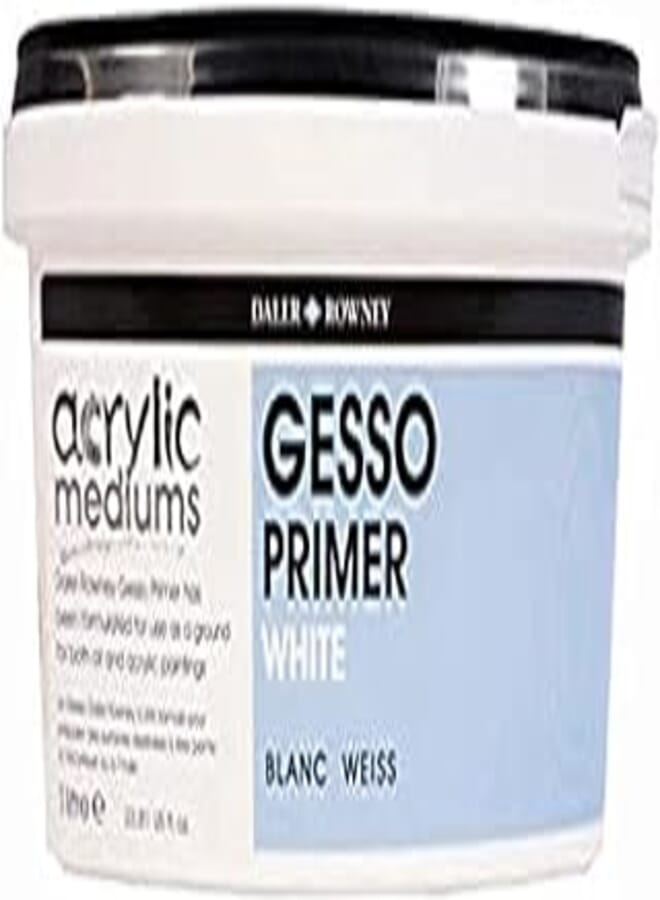 Daler-Rowney Graduate Acrylic Gesso, Plastic Pot, 33.81oz - 1L, White Gesso Primer