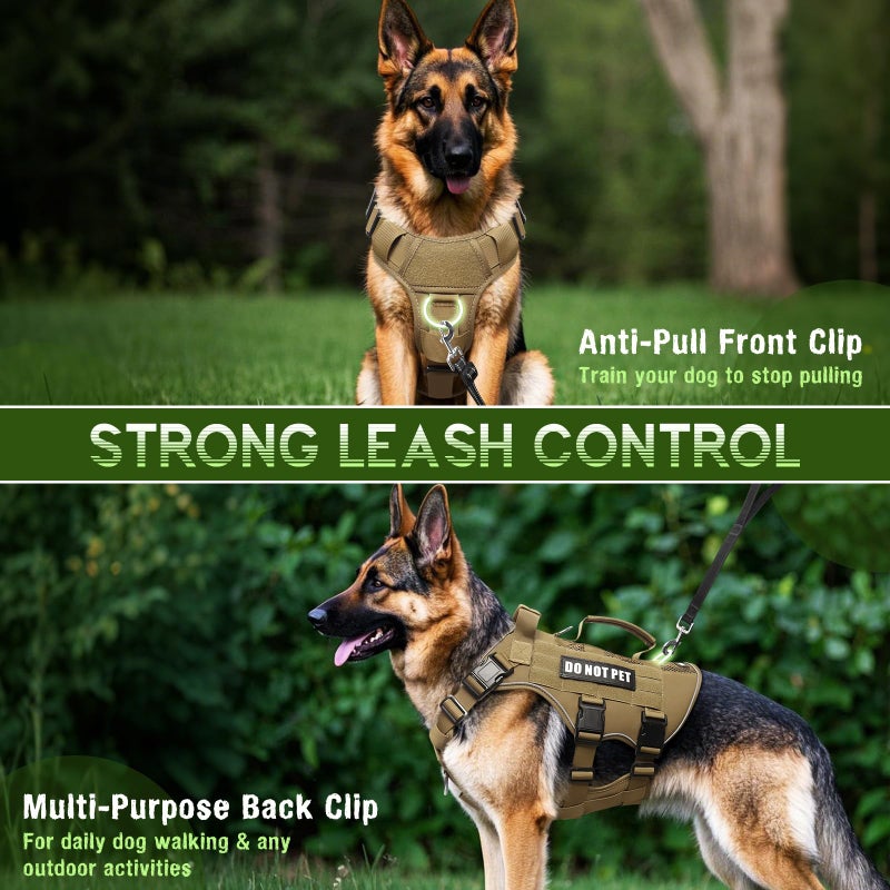WINSEE Mesh Dog Harness with 10 Pet Patches for Medium Service Dog in Training, Breathable Tactical Molle Vest with Double Handle, Reflective Military Pet Vest for Walking Hiking - Image 3