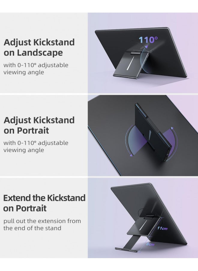 Uperfect UPERFECT Y Portable Monitor Freestanding Touchscreen, 15.6''FHD 1080P IPS Screen with Adjust Kickstand, 2000:1 Contrast Ratio, 100% sRGB w/Standard HDMI/USB 3.0/Type C, Built-in Speaker/Ambient Light  - Image 2