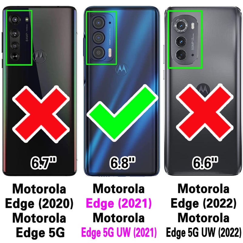 Asuwish Phone Case for Motorola Moto Edge 2021/MotoEdge 5G UW Hard Cover Shockproof Soft Silicone Bumper Hybrid Three Layer Defender Heavy Duty Protective Wireless Charging MotoEdge5GUW Women Girl Dark Purple - Image 2