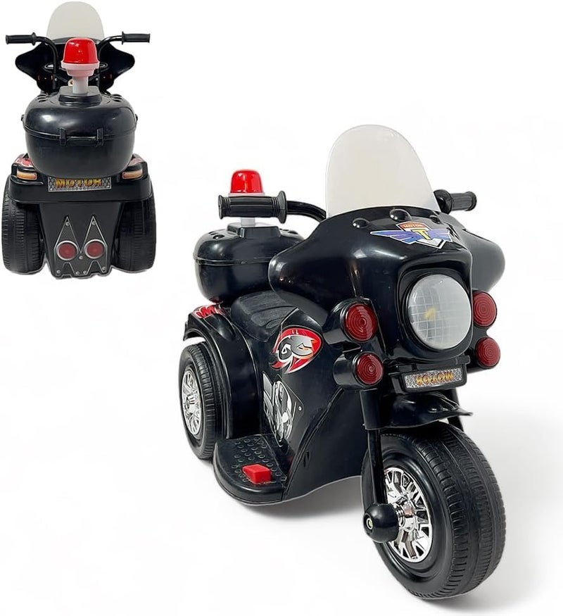 Leno Electric Motorcycle Ride‑On 6 V for Kids with Police Lights & Sounds Training Wheels Durable Outdoor, Electric Police Motorcycle, Ride‑On Bike for Children Ages 2–5 ( ) - Image 1