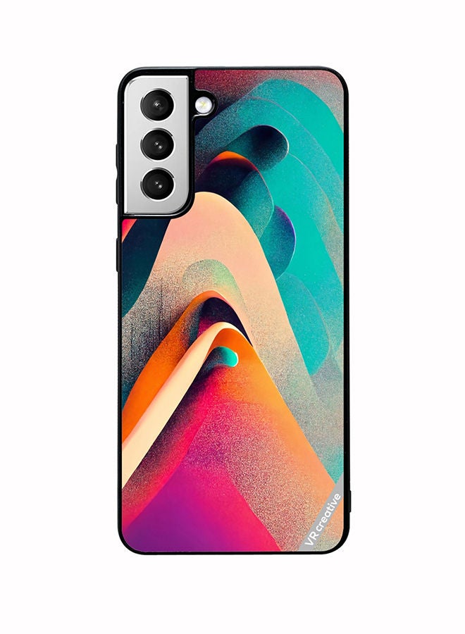 VR CREATIVE غطاء حماية واقٍ لهاتف سامسونج جالاكسي S22 بلس 5G بتصميم خطوط تجريدية متعدد الألوان - Image 1