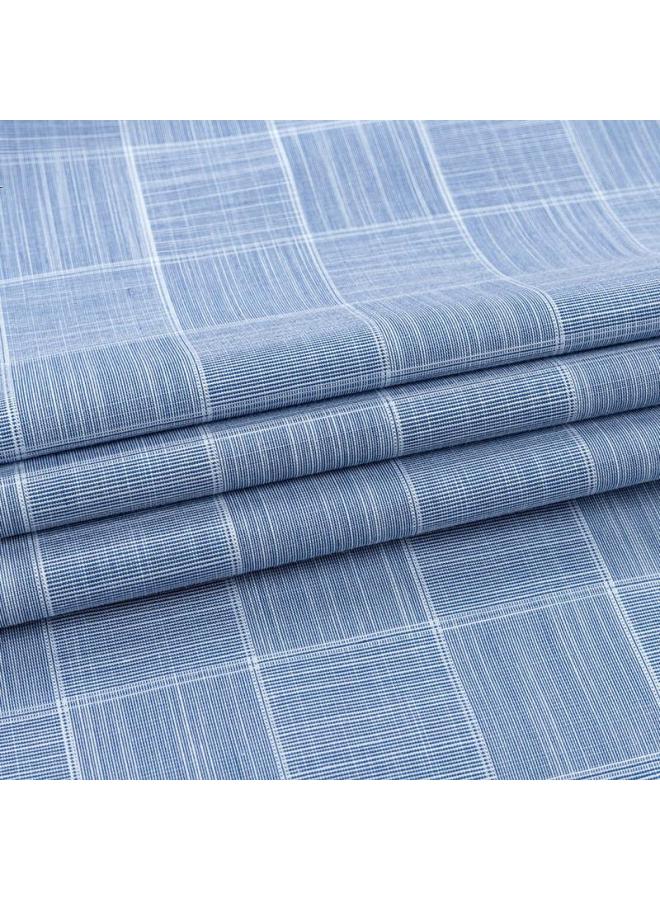 Firs Men'S Plaid Casual Shirt Middle-Aged Business Formal Wear 2004 Gray Blue Short Sleeve 39 - Image 1