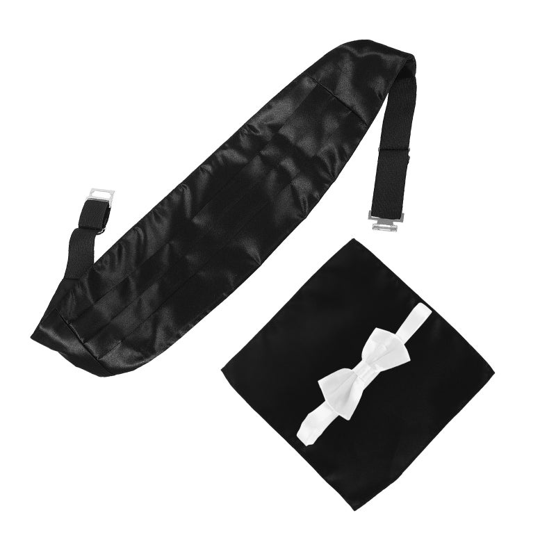1 Set Mens Formal Cummerbund Hanky Pocket Set Polyester Waist Sash And Handkerchief For Men Party Wedding Proms Business - Image 1