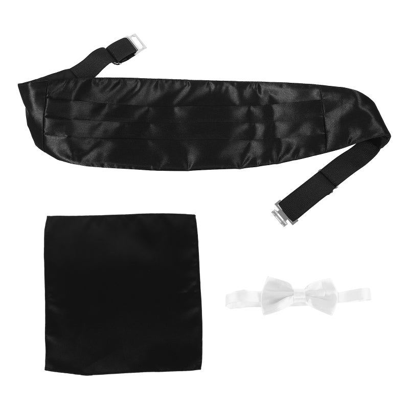 1 Set Mens Formal Cummerbund Hanky Pocket Set Polyester Waist Sash And Handkerchief For Men Party Wedding Proms Business - Image 3