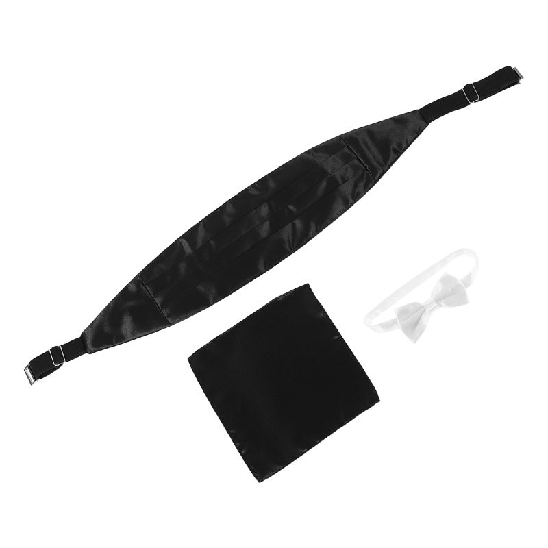 1 Set Mens Formal Cummerbund Hanky Pocket Set Polyester Waist Sash And Handkerchief For Men Party Wedding Proms Business - Image 4
