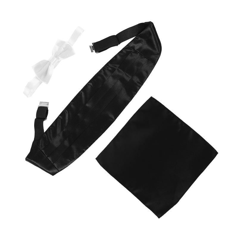1 Set Mens Formal Cummerbund Hanky Pocket Set Polyester Waist Sash And Handkerchief For Men Party Wedding Proms Business - Image 5