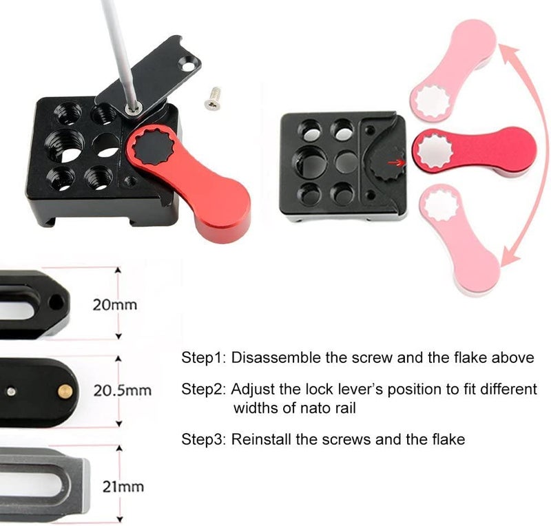 NICEYRIG NATO Lock Clamp with Quick Release Safety Rail 7cm for Video Light Monitor Microphone - Image 2