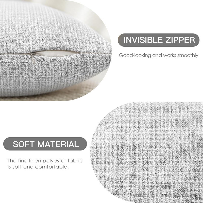 Otostar Pack of 2 Throw Pillow Covers 18x18 Inch Linen Light Grey Pillowcases Farmhouse Decorative Solid Pillow Covers 45x45 cm Square Cushion Case for Home Decor Sofa Couch Bed (Light Grey) - Image 2