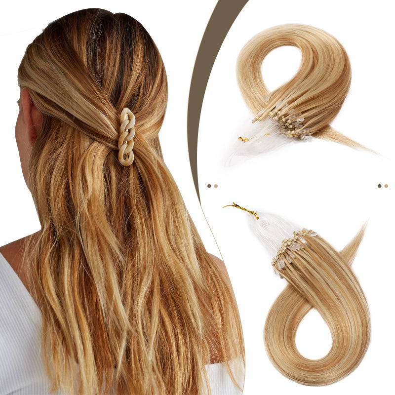 SEGO Micro Beads Hair Extensions Human Hair Micro Loop Human Hair Extensions Natural Straight Micro Ring Hair Extensions Cold Fusion 50gpack 100 Strands 141618202224 Inches