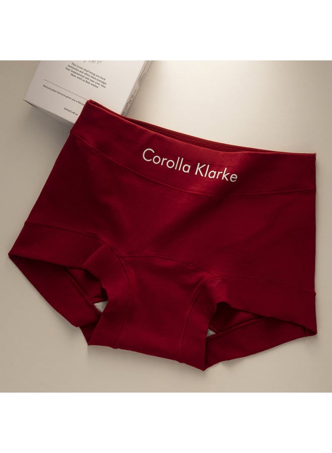 Sports Style Contrast Color Boxer Non-marking Cotton Underwear Women's 7a Bacteriostatic Lengthened Crotch Hip Mid-waist Girls' Boxer Pants