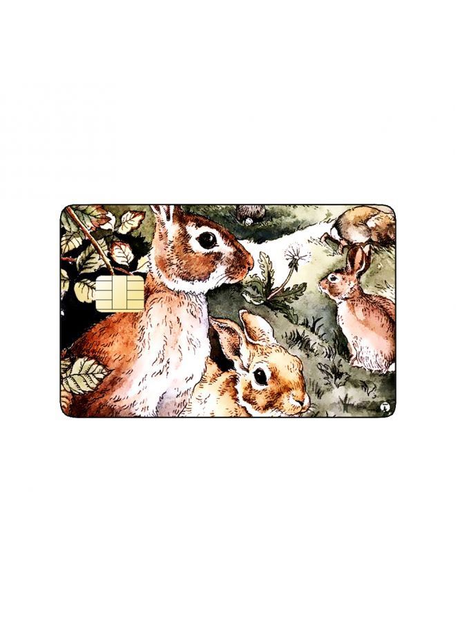 RKN PRINTED BANK CARD STICKER Cute Rabbits Vintage Drawing - Image 1
