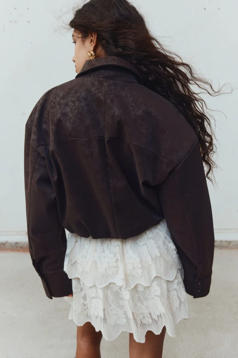 اتش اند ام جاكيت بومر من النسيج المطلي