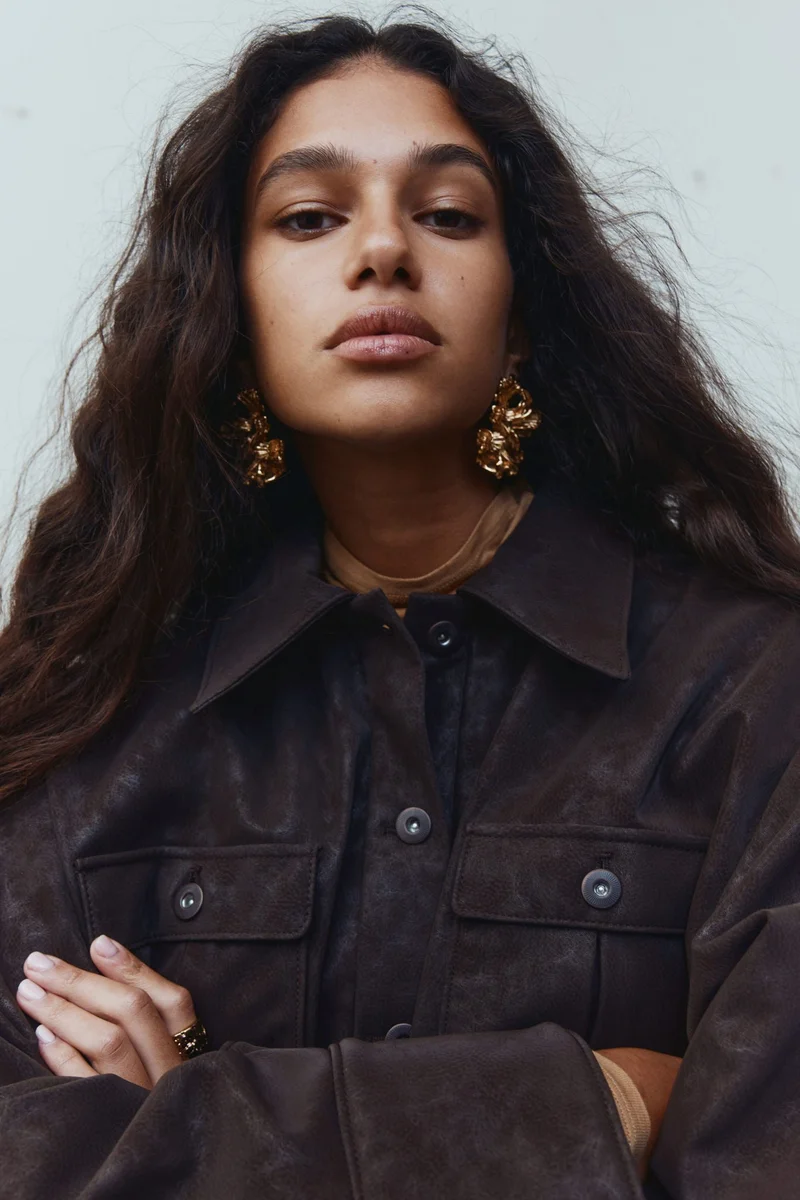 اتش اند ام جاكيت بومر من النسيج المطلي