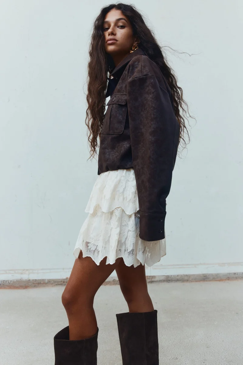 اتش اند ام جاكيت بومر من النسيج المطلي