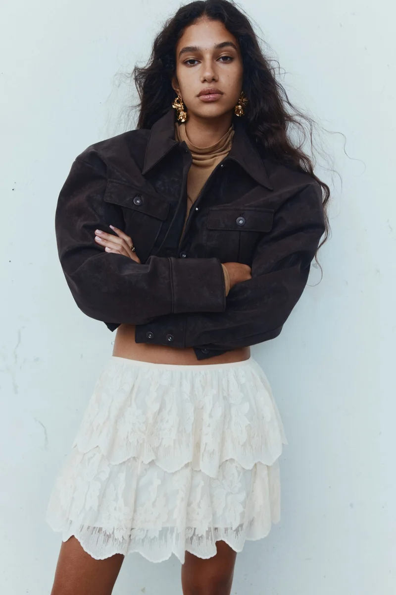 اتش اند ام جاكيت بومر من النسيج المطلي