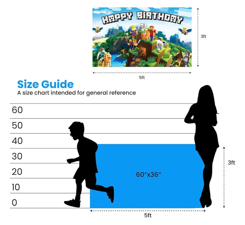 IndoTribe Pixel Backdrop Happy Birthday Banner Boy 5x3ft Miner Bday Sign Villager Gaming Birthday Party Decorations Videogame Themed Banner Video Game Decorations Video Game Backdrop for Boys - Image 4