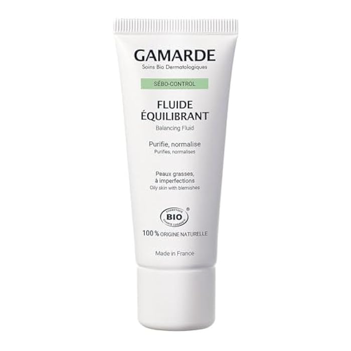 Gamarde Balancing Fluid - Purifying Face Moisturizer for Combination to Oily Skin - Reduces Imperfections, Mattifies and Smoothes Skin - 1.41 oz