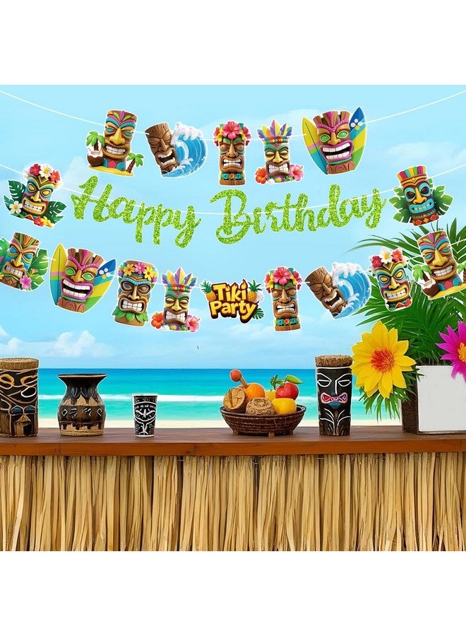 TBEEJ Hawai Luau Party Banners 4Pcs Happy Birthday Garland Banners for Boy Girls Hawaiiian Tiki Theme Baby Shower Birthday Aloha Party Supplies - Image 3