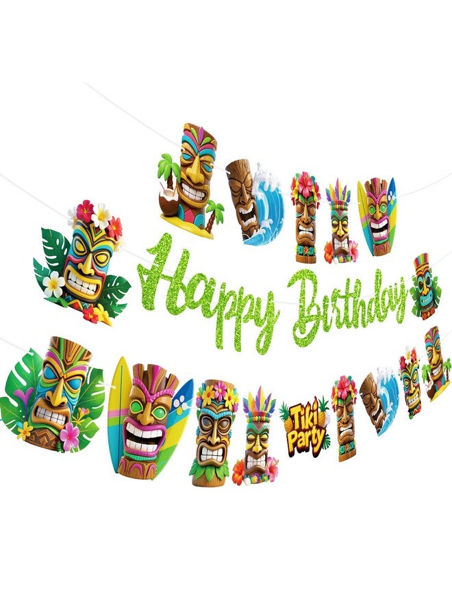 TBEEJ Hawai Luau Party Banners 4Pcs Happy Birthday Garland Banners for Boy Girls Hawaiiian Tiki Theme Baby Shower Birthday Aloha Party Supplies - Image 1