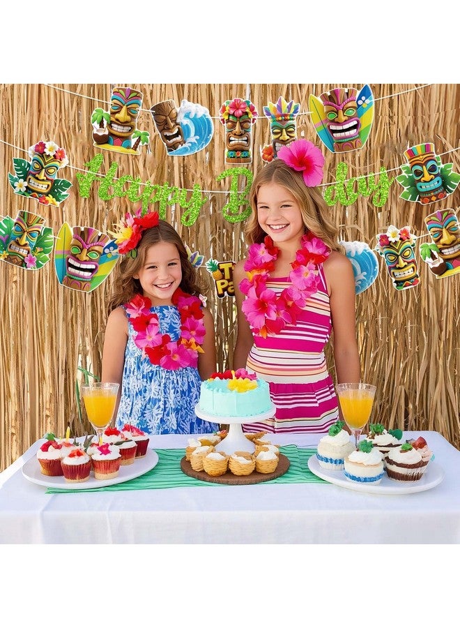 TBEEJ Hawai Luau Party Banners 4Pcs Happy Birthday Garland Banners for Boy Girls Hawaiiian Tiki Theme Baby Shower Birthday Aloha Party Supplies - Image 2
