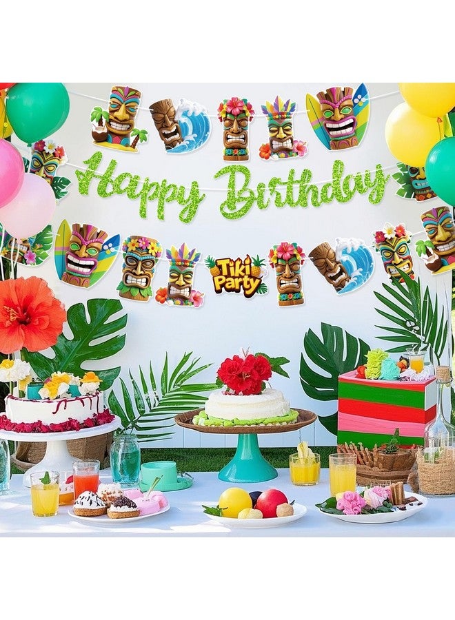 TBEEJ Hawai Luau Party Banners 4Pcs Happy Birthday Garland Banners for Boy Girls Hawaiiian Tiki Theme Baby Shower Birthday Aloha Party Supplies - Image 4