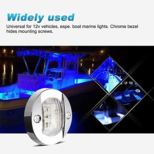 Partsam 4Pcs 3" Inch Round Chrome Marine Boat Lights Blue LED Transom Mount Stern Anchor Navigation Lights IP67 Waterproof, Boat LED Stern Lights, Night Fishing Lights,Deck Lights, 12V, Surface Mount - Image 3
