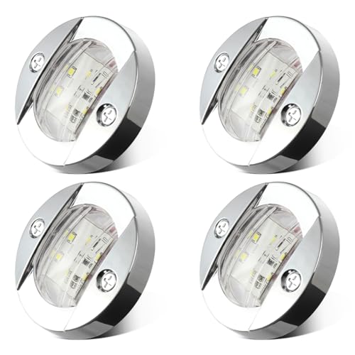 Partsam 4Pcs 3" Inch Round Chrome Marine Boat Lights Blue LED Transom Mount Stern Anchor Navigation Lights IP67 Waterproof, Boat LED Stern Lights, Night Fishing Lights,Deck Lights, 12V, Surface Mount - Image 1