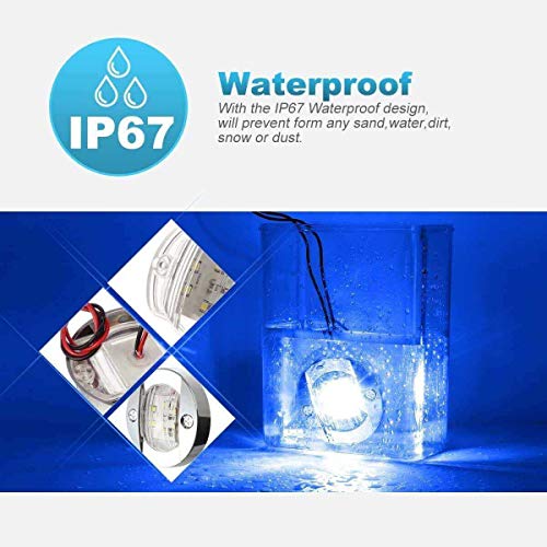 Partsam 4Pcs 3" Inch Round Chrome Marine Boat Lights Blue LED Transom Mount Stern Anchor Navigation Lights IP67 Waterproof, Boat LED Stern Lights, Night Fishing Lights,Deck Lights, 12V, Surface Mount - Image 4