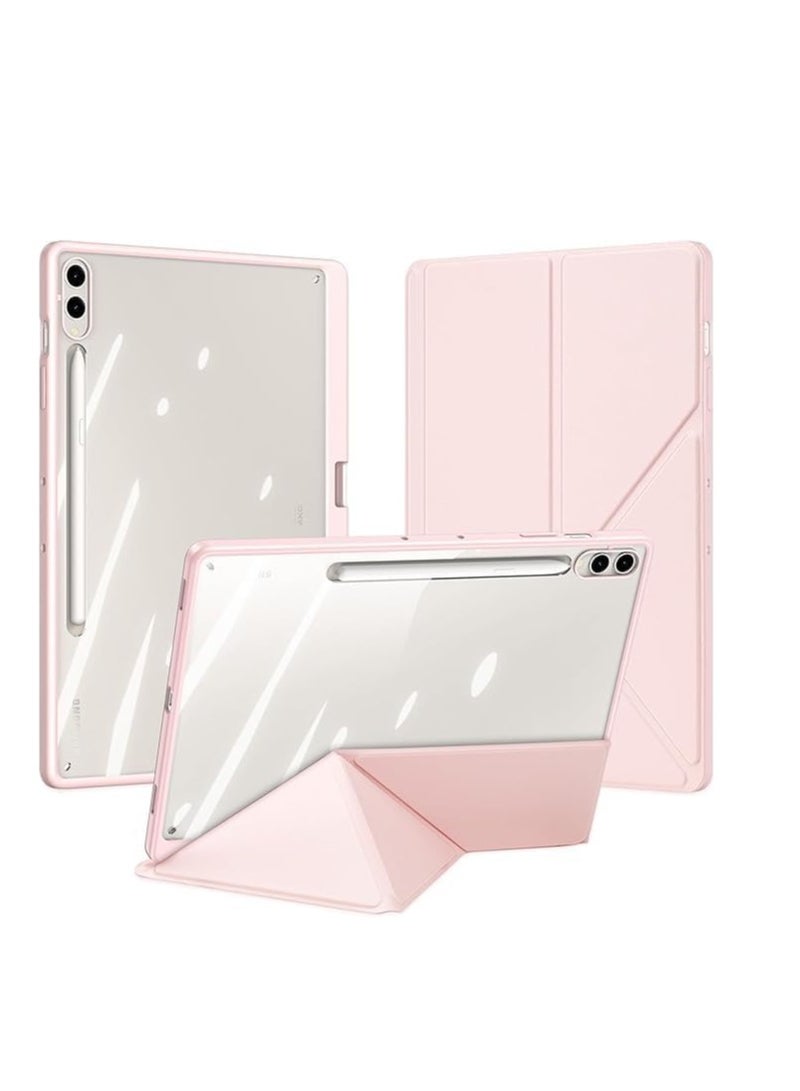 Case Compatible with Samsung Galaxy Tab S10 Ultra 14.6 Inch 2024 Tablet Case, Transparent Three Fold Flat Protective Shell Detachable Face Cover, Automatic Sleep/wake-up (Pink) - Image 1
