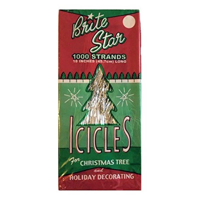 Brite Star Silver Tinsel Icicles - 1000 Strands, 18 Inches Long for Holiday Decorating - Image 1