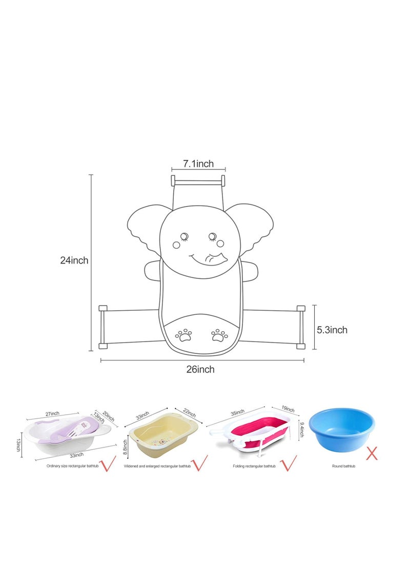 Y&D - Baby Bath Seat Support Net, Quick Drying, Adjustable,Keep Safe, Comfortable, Non-Slip, Infant Bathtub Sling Shower Mesh for a Tub, with Safety Corners (Blue Elephant) - Image 1