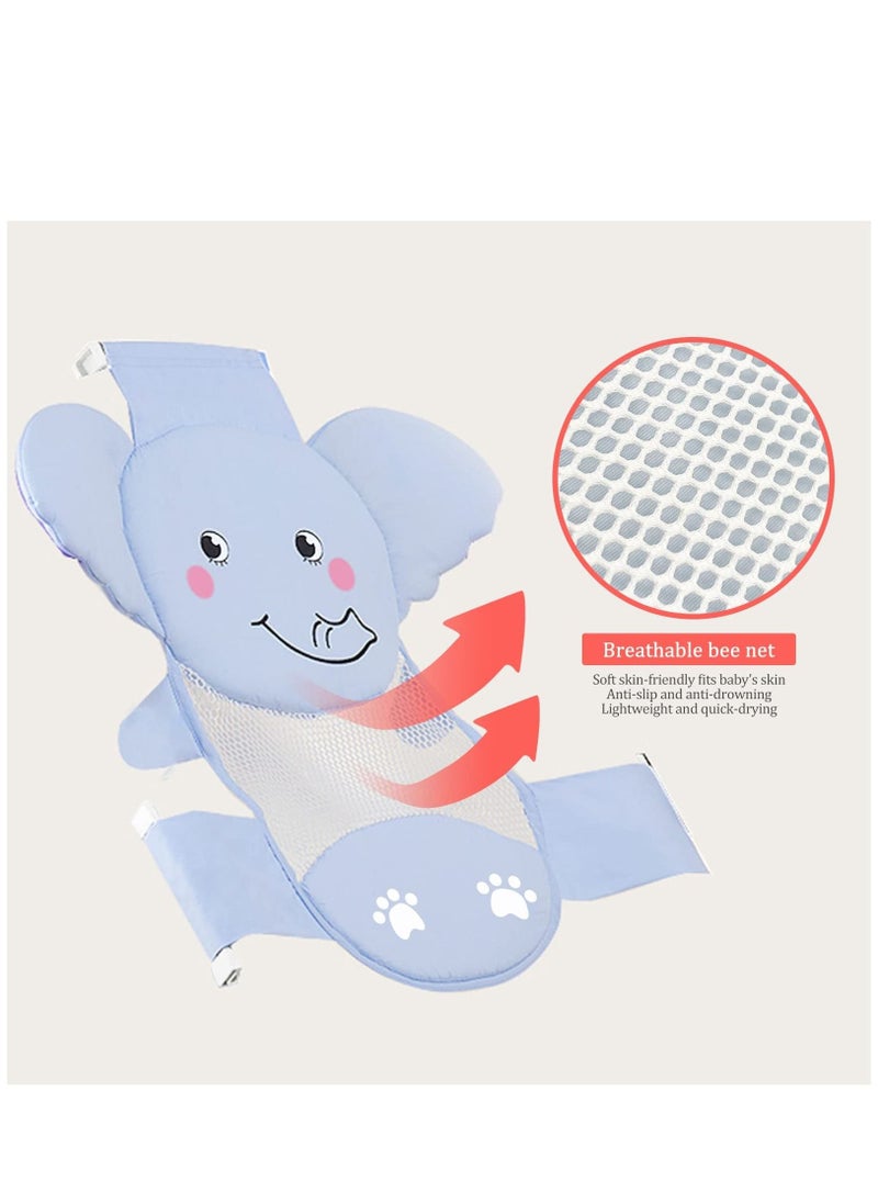 Y&D - Baby Bath Seat Support Net, Quick Drying, Adjustable,Keep Safe, Comfortable, Non-Slip, Infant Bathtub Sling Shower Mesh for a Tub, with Safety Corners (Blue Elephant) - Image 1
