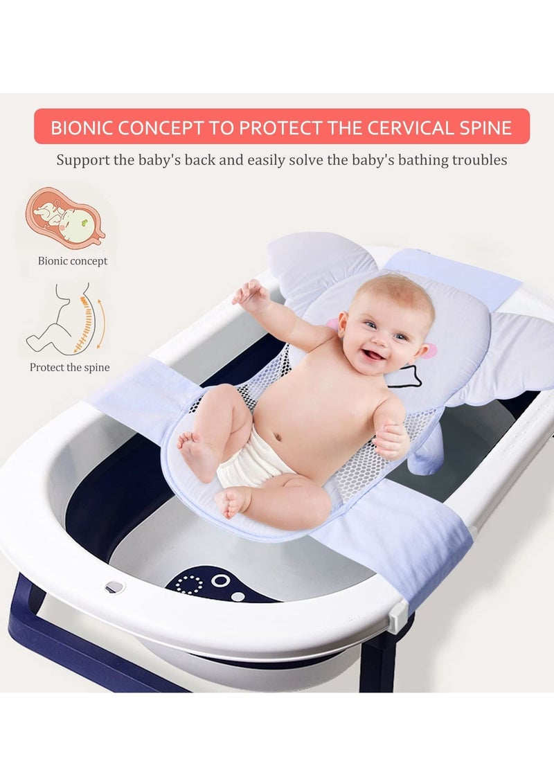 Y&D - Baby Bath Seat Support Net, Quick Drying, Adjustable,Keep Safe, Comfortable, Non-Slip, Infant Bathtub Sling Shower Mesh for a Tub, with Safety Corners (Blue Elephant) - Image 1