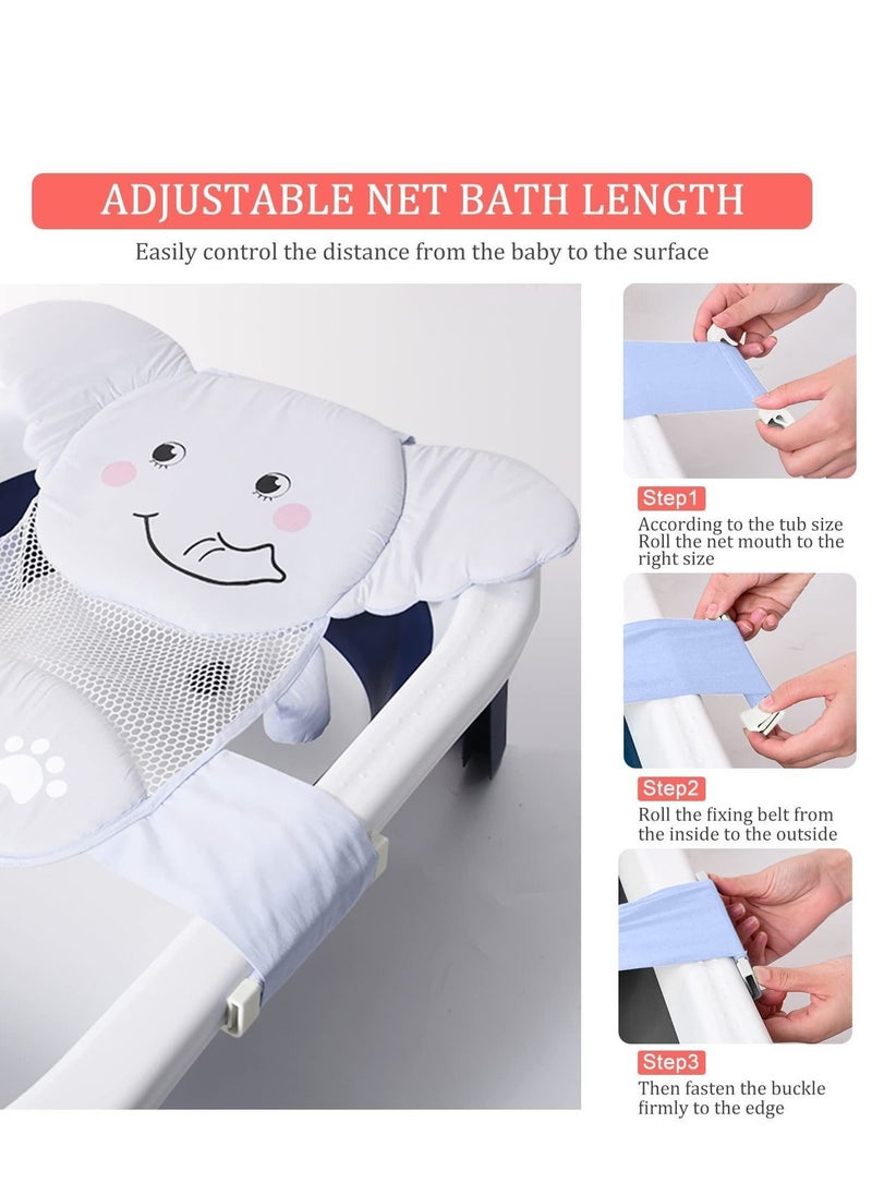 Y&D - Baby Bath Seat Support Net, Quick Drying, Adjustable,Keep Safe, Comfortable, Non-Slip, Infant Bathtub Sling Shower Mesh for a Tub, with Safety Corners (Blue Elephant) - Image 1