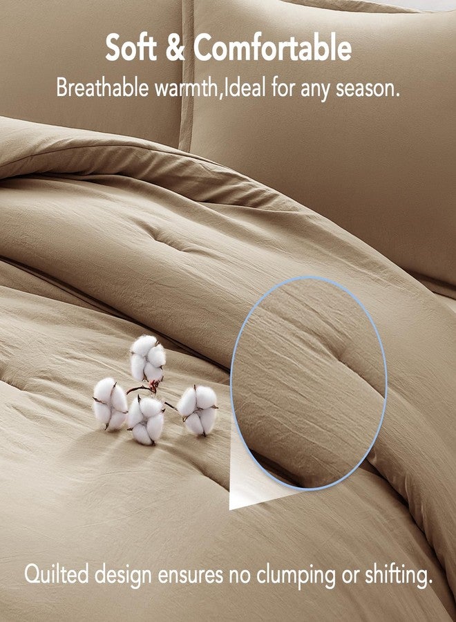 Quataly King Comforter Set Taupebrown,3PCS Soft Lightweight Breathable Bedding Comforter Sets for All Season, King Size(104''×90'' Comforter & 2 Pillowcases) - Image 4