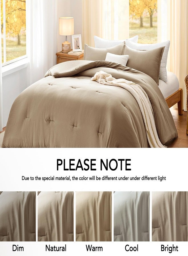 Quataly King Comforter Set Taupebrown,3PCS Soft Lightweight Breathable Bedding Comforter Sets for All Season, King Size(104''×90'' Comforter & 2 Pillowcases) - Image 5