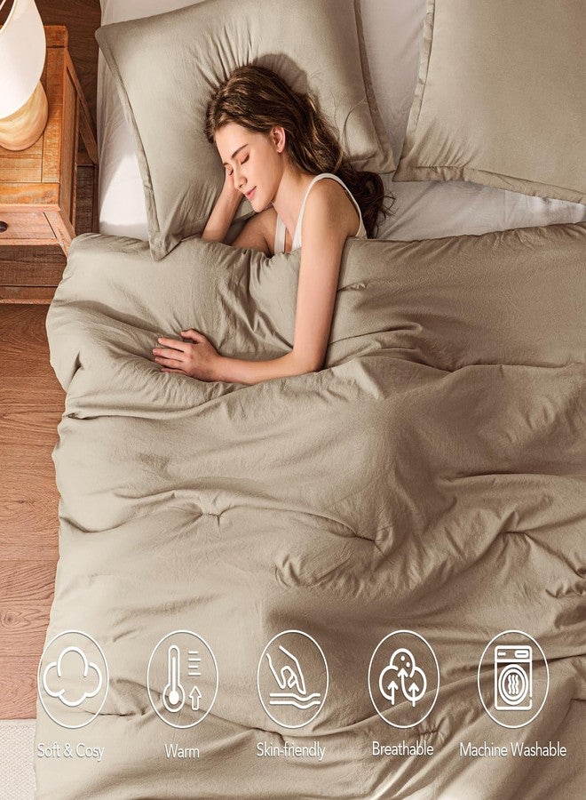 Quataly King Comforter Set Taupebrown,3PCS Soft Lightweight Breathable Bedding Comforter Sets for All Season, King Size(104''×90'' Comforter & 2 Pillowcases) - Image 2