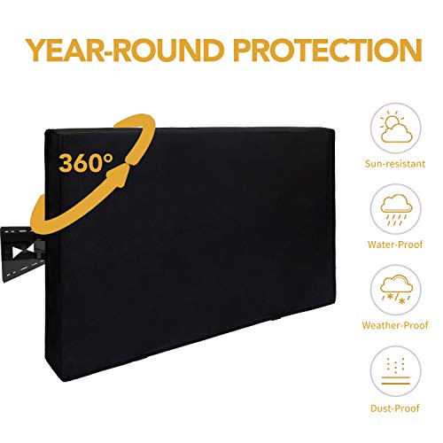 Easy-Going Outdoor TV Cover for 22 to 24 inches LCD, LED, Water Repellent, Weatherproof and Dust-Proof TV Screen Protectors with Cleanig Cloth (24 inch,Black) - Image 3